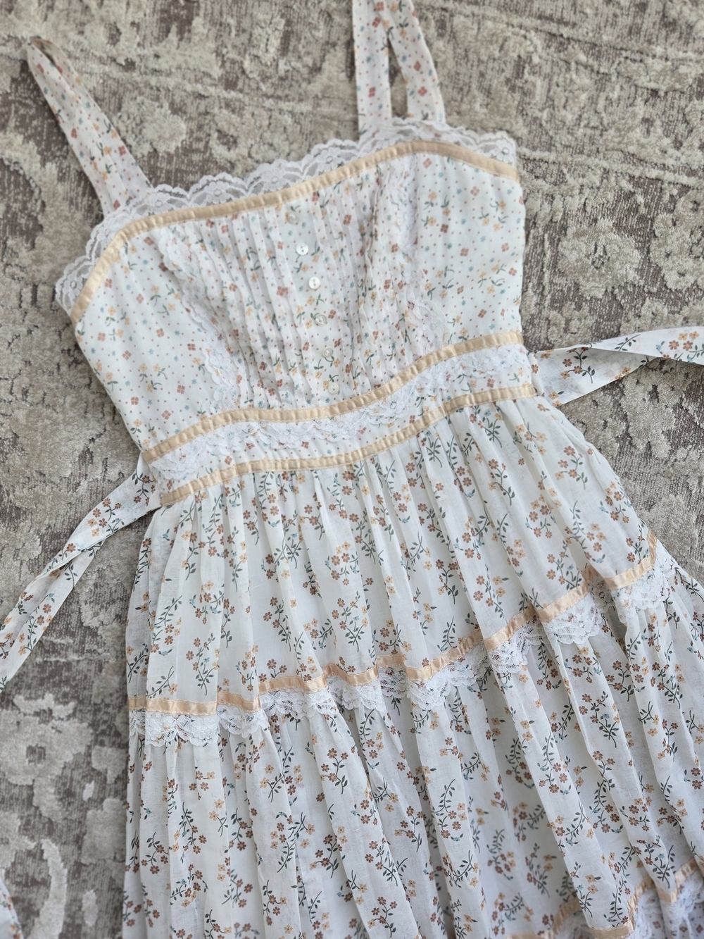 Gold Label Gunne Sax by Jessica San Fransisco Vintage 70s Calico Maxi Dress - Picture 8 of 13